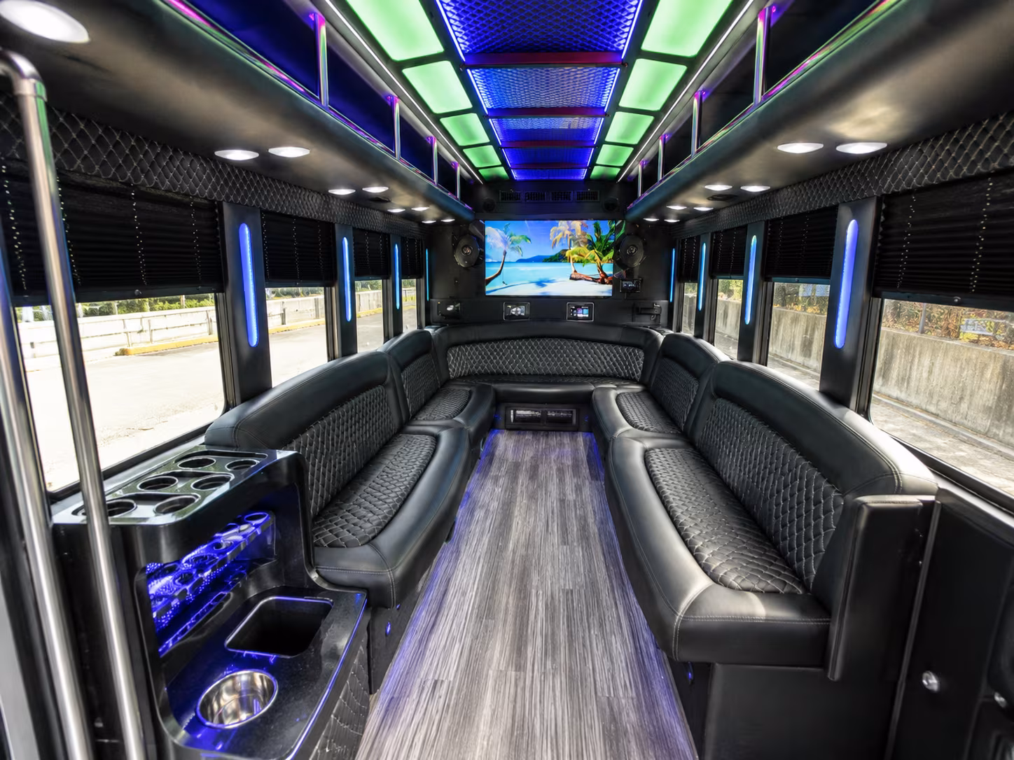 toms river 18 passenger party bus inside